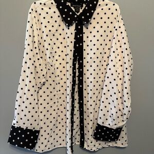 Ashley stewart polka dot button up